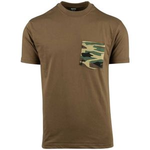 Kinder t-shirt met camouflage borstzak (Maat: L, Kleur: Coyote)