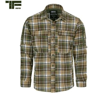 TF-2215 Flanel contractor overhemd (Kleur: Bruin/Groen, Maat: L)