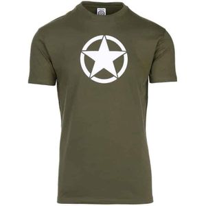 T-shirt met witte ster. Diverse kleuren (Kleur: Groen, Maat: XXL)