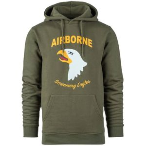 Hoodie 101st Airborne Eagle (Kleur: Groen, Maat: XXXL)