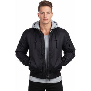 MA-1 Bomberjack met capuchon | Fostex Garments | Meerdere kleuren (Maat: M, Kleur: Zwart)