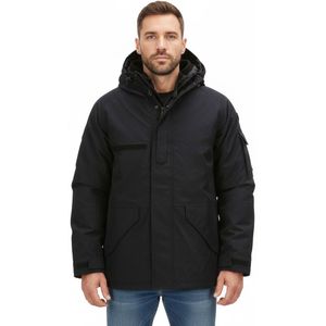 Militaire Parka jas heren- Winterjas gevoerd | Fostex Garments (Maat: XXL, Kleur: Zwart)