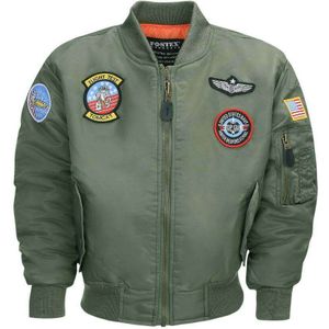Kinder MA-1 flight jacket (Kleur: Groen, Maat: S)