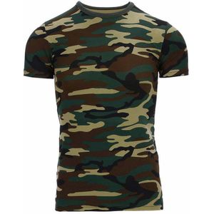 Kinder t-shirt camouflageprint - Woodland (Kleur: Woodland, Maat: 134-140)