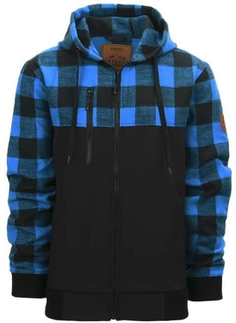 Houthakkers - Blouse met Capuchon - Zwart/Blauw - Jas met Rits