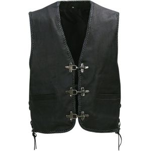 100% leren Biker vest X-treme (Kleur: Zwart, Maat: L)