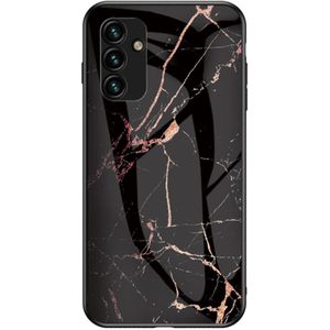 Samsung Galaxy A34 Hoesje - Coverup Marble Glass Back Cover - Zwart / Goud