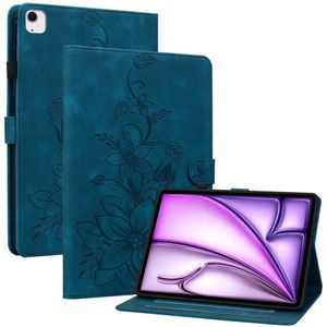 iPad Air 13 (2024/2025) Hoesje - Bloemen Book Case met Wake/Sleep - Blauw
