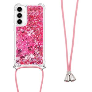 Samsung Galaxy A55 Hoesje - Coverup Liquid Glitter Back Cover met Koord - Roze