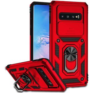 Samsung Galaxy S10 Hoesje - Coverup Ring Kickstand Back Cover met Camera Shield - Rood