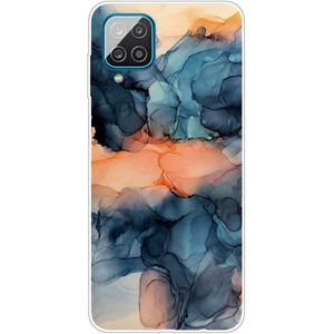 Samsung Galaxy A12 Hoesje - Coverup Marmer TPU Back Cover - Blauw / Oranje