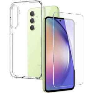 Samsung Galaxy A54 Hoesje - NORTHJO 2-in-1 CombiDeal - Transparant TPU Hoesje met Glazen Screen Protector - Transparant