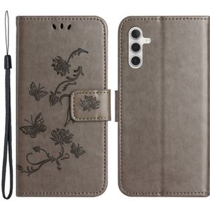 Samsung Galaxy A25 Hoesje - Coverup Bloemen & Vlinders Book Case - Grijs