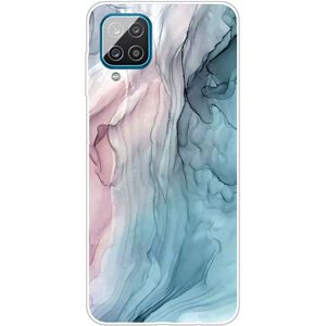 Samsung Galaxy A12 Hoesje - Coverup Marmer TPU Back Cover - Pink / Blauw