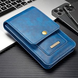 DG.MING Universele Leren Smartphone Case met Riemclip en Pasjeshouder - 6,5 tot 7 inch  - Blauw