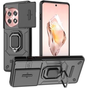 OnePlus 12R Hoesje - Coverup Ring Kickstand Back Cover met Camera Shield - Zwart