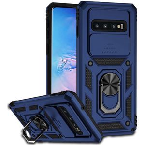 Samsung Galaxy S10 Hoesje - Coverup Ring Kickstand Back Cover met Camera Shield - Blauw