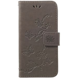 Samsung Galaxy A40 Hoesje - Bloemen & Vlinders Book Case - Taupe Grijs