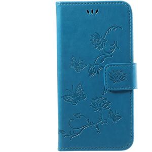Samsung Galaxy J3 (2017) Hoesje - Bloemen & Vlinders Book Case - Blauw