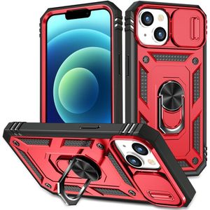 iPhone 15 Hoesje - Coverup Ring Kickstand Back Cover met Camera Shield - Rood