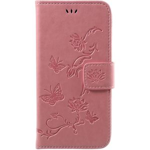 Samsung Galaxy J3 (2017) Hoesje - Bloemen & Vlinders Book Case - Pink