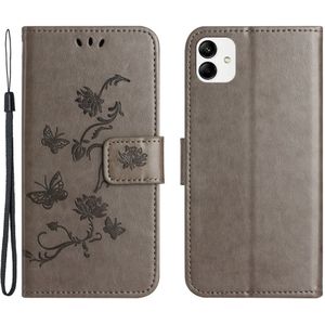 Motorola Moto G54 Hoesje - Coverup Bloemen & Vlinders Book Case - Taupe Grijs