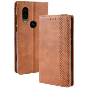 Motorola One Vision Hoesje - Coverup Vintage Style Book Case - Bruin