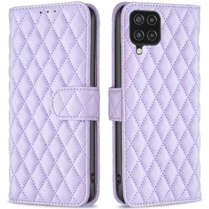 Samsung Galaxy A12 Hoesje - BINFEN Rhombus Book Case - Lila