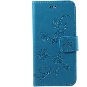 Samsung Galaxy J7 (2017) Hoesje - Coverup Bloemen & Vlinders Book Case - Blauw