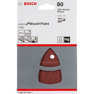 Bosch Delta Schuurpapier 102x62x93mm 80 Grit (10 Stuks)