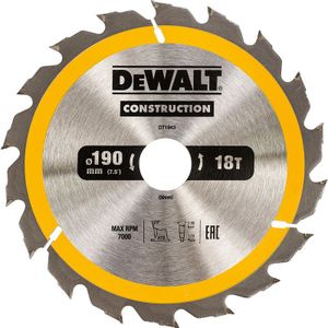 DeWalt cirkelzaagblad 190x30x2,6mm 18T