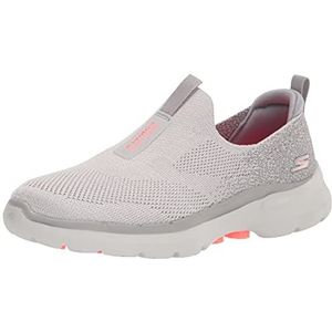 Skechers Go Walk 6 Glimmering Sneaker voor dames, Grijs textiel koraal trim, 37.5 EU