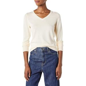 Amazon Essentials Dames Classic-Fit Lichtgewicht Lange Mouw V-hals Jumper (Verkrijgbaar in Grote Maat), Ecru, XS