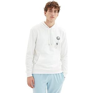 Trendyol Heren ECU Heren-Back-Bedrukte Hooded Sweatshirt, Ecru, M