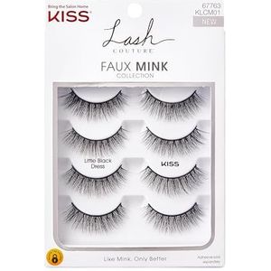 KISS Lash Couture Faux Mink False Eyelashes Multipack, ‘Little Black Dress’, 12mm, Multiple Lengths, Reusable, Cruelty Free, Vegan, Exclusive knot-free lash band, 4 Pairs