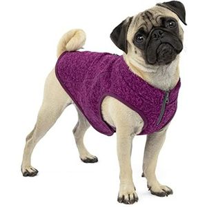 Kurgo Core hondentrui, het hele jaar door trui voor honden, hondenfleece vest, gebreide fleece huisdierjas, fleece voering, lichtgewicht, ritssluiting voor harnas, verstelbare hals, paars, klein