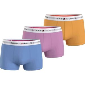 Tommy Hilfiger Katoenen boxershorts voor heren, verpakking van 3 stuks, Oranje (Iris Blauw/Sweetpea/Daglicht Oranje), S