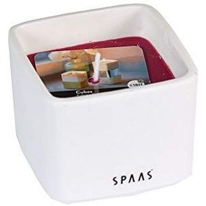 SPAAS Geurloze kaars in wit porseleinen cube, ± 18 uur - wijnrood