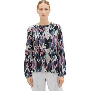 TOM TAILOR T-shirt met lange mouwen voor dames, 34418 - Roze Cozy Textuur Design, XS