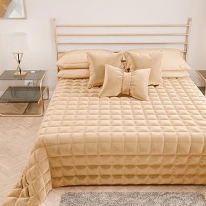 PETTI Artigiani Italiani - Quilt voor tweepersoonsbed van zacht en warm fluweel, lentedekbed voor de herfst, dubbel bedsprei, goud, 100% Made in Italy