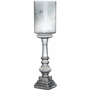 Hill Interiors Zilver gerookte middernacht glazen top hoge kaars pijlerhouder, gemengd, 55,5 x 17,5 x 0 cm