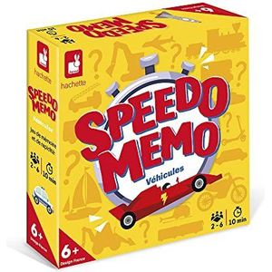 Janod - Speedo Memo voertuigen – gezelschapsspel voor kinderen – geheugen- en snelheidsspel – sfeerspel voor 2 tot 6 spelers – 56 kaarten – Franse taal – vanaf 6 jaar, J02462