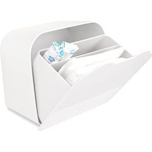 Opbergdoos voor maandverband, plastic draagbare maandverband, opbergtas voor badkamer, 15 x 15 x 8,9 cm, eerste menstruatietas voor meisjes, vrouwen, dames (wit)