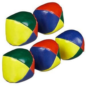 Relaxdays jongleerballen, set van 5, Ø 6,5 cm, beginner & professional, PVC, zand, kinderen & volwassenen, meerkleurig