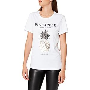 ONLY Dames Onlkita Life Reg S/S Top Box JRS T-shirt, Helder wit/print: ananas, S