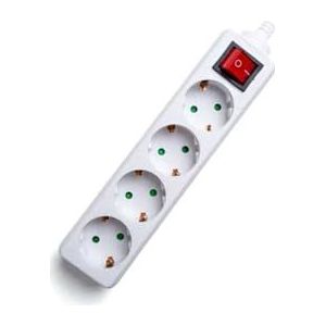 Witte stekkerdoos, 4 stopcontacten, zonder kabel, met schakelaar, 3680 W, 16 A, 250 V, kinderbeveiliging, meerdere apparaten tegelijk