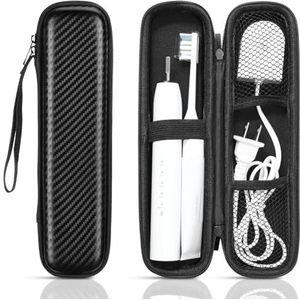 Euqvunn Tandenborstelcase, compatibel met de meeste elektrische tandenborstels, reisdoos met zachte voering, dubbele rits en ophangriem voor thuis en op reis (PU)