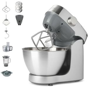 Kenwood Prospero+ KHC29A.O0SI kneedmachine, kom van roestvrij staal 4,3 l, inclusief accessoireset 10 stuks + 3 haken en garde, glasmixer, voedselverwerker 3 schijven, citruspers + weegschaal