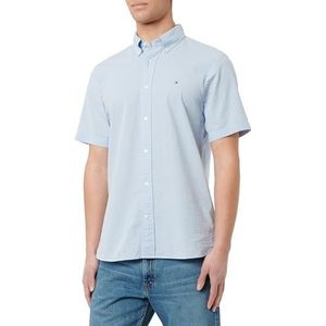 Tommy Hilfiger Heren Seersucker Solid RF Shirt S/S, Blauw (Breezy Blue), M