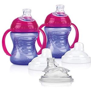 Nûby – 2 bekers, violet & 2 reserveglazen, roze